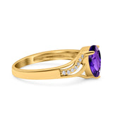 Teardrop Dainty Art Deco Pear Wedding Engagement Bridal Ring Round Simulated Cubic Zirconia 925 Sterling Silver