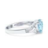 Teardrop Dainty Art Deco Pear Wedding Engagement Bridal Ring Round Simulated Cubic Zirconia 925 Sterling Silver