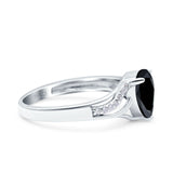 Teardrop Dainty Art Deco Pear Wedding Engagement Bridal Ring Round Simulated Cubic Zirconia 925 Sterling Silver