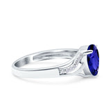 Teardrop Dainty Art Deco Pear Wedding Engagement Bridal Ring Round Simulated Cubic Zirconia 925 Sterling Silver