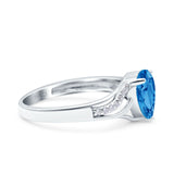 Teardrop Dainty Art Deco Pear Wedding Engagement Bridal Ring Round Simulated Cubic Zirconia 925 Sterling Silver