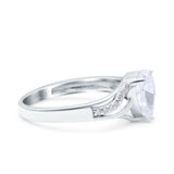 Teardrop Dainty Art Deco Pear Wedding Engagement Bridal Ring Round Simulated Cubic Zirconia 925 Sterling Silver