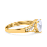 Teardrop Dainty Art Deco Pear Wedding Engagement Bridal Ring Round Simulated Cubic Zirconia 925 Sterling Silver