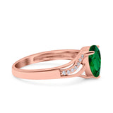 Teardrop Dainty Art Deco Pear Wedding Engagement Bridal Ring Round Simulated Cubic Zirconia 925 Sterling Silver