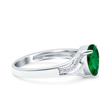 Teardrop Dainty Art Deco Pear Wedding Engagement Bridal Ring Round Simulated Cubic Zirconia 925 Sterling Silver