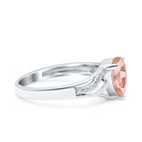 Teardrop Dainty Art Deco Pear Wedding Engagement Bridal Ring Round Simulated Cubic Zirconia 925 Sterling Silver