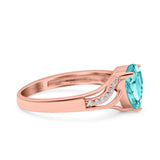 Teardrop Dainty Art Deco Pear Wedding Engagement Bridal Ring Round Simulated Cubic Zirconia 925 Sterling Silver