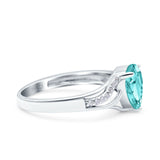 Teardrop Dainty Art Deco Pear Wedding Engagement Bridal Ring Round Simulated Cubic Zirconia 925 Sterling Silver