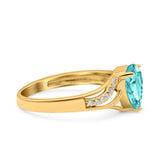 Teardrop Dainty Art Deco Pear Wedding Engagement Bridal Ring Round Simulated Cubic Zirconia 925 Sterling Silver