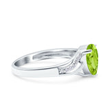 Teardrop Dainty Art Deco Pear Wedding Engagement Bridal Ring Round Simulated Cubic Zirconia 925 Sterling Silver