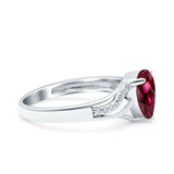Teardrop Dainty Art Deco Pear Wedding Engagement Bridal Ring Round Simulated Cubic Zirconia 925 Sterling Silver