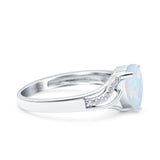 Teardrop Dainty Art Deco Pear Wedding Engagement Bridal Ring Round Simulated Cubic Zirconia 925 Sterling Silver