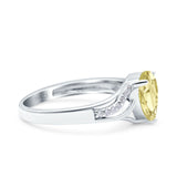 Teardrop Dainty Art Deco Pear Wedding Engagement Bridal Ring Round Simulated Cubic Zirconia 925 Sterling Silver