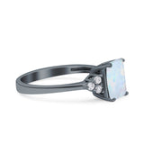 Emerald Cut Art Deco Wedding Engagement Ring Round Simulated Cubic Zirconia 925 Sterling Silver