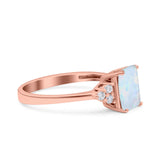 Emerald Cut Art Deco Wedding Engagement Ring Round Simulated Cubic Zirconia 925 Sterling Silver