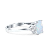 Emerald Cut Art Deco Wedding Engagement Ring Round Simulated Cubic Zirconia 925 Sterling Silver