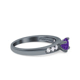 Art Deco Wedding Engagement Bridal Ring Round Simulated Cubic Zirconia 925 Sterling Silver