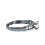 Art Deco Wedding Engagement Bridal Ring Round Simulated Cubic Zirconia 925 Sterling Silver