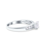 Art Deco Wedding Engagement Bridal Ring Round Simulated Cubic Zirconia 925 Sterling Silver