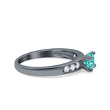 Art Deco Wedding Engagement Bridal Ring Round Simulated Cubic Zirconia 925 Sterling Silver