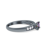 Art Deco Wedding Engagement Bridal Ring Round Simulated Cubic Zirconia 925 Sterling Silver