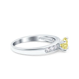 Art Deco Wedding Engagement Bridal Ring Round Simulated Cubic Zirconia 925 Sterling Silver