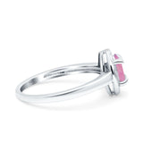 Halo Oval Art Deco Wedding Engagement Bridal Ring Round Simulated Cubic Zirconia 925 Sterling Silver