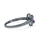 Halo Oval Art Deco Wedding Engagement Bridal Ring Round Simulated Cubic Zirconia 925 Sterling Silver