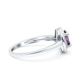 Halo Oval Art Deco Wedding Engagement Bridal Ring Round Simulated Cubic Zirconia 925 Sterling Silver