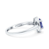 Halo Oval Art Deco Wedding Engagement Bridal Ring Round Simulated Cubic Zirconia 925 Sterling Silver