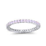 Full Eternity Wedding Band Round Simulated CZ Ring 925 Sterling Silver