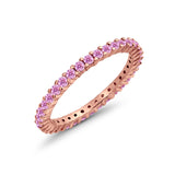 Full Eternity Wedding Band Round Simulated CZ Ring 925 Sterling Silver