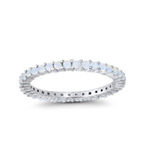 Full Eternity Wedding Band Round Simulated CZ Ring 925 Sterling Silver