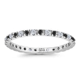 Stackable Band Ring Round Eternity Simulated CZ 925 Sterling Silver