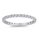 Stackable Band Ring Round Eternity Simulated CZ 925 Sterling Silver