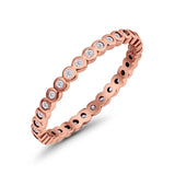 Full Eternity Stackable Wedding Band Ring Round Simulated CZ 925 Sterling Silver