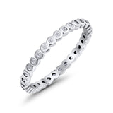 Full Eternity Stackable Wedding Band Ring Round Simulated CZ 925 Sterling Silver