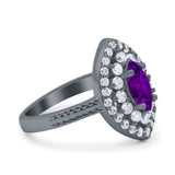 Marquise Vintage Halo Wedding Ring Simulated Cubic Zirconia 925 Sterling Silver