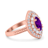 Marquise Vintage Halo Wedding Ring Simulated Cubic Zirconia 925 Sterling Silver
