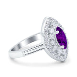 Marquise Vintage Halo Wedding Ring Simulated Cubic Zirconia 925 Sterling Silver