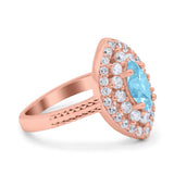 Marquise Vintage Halo Wedding Ring Simulated Cubic Zirconia 925 Sterling Silver