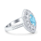 Marquise Vintage Halo Wedding Ring Simulated Cubic Zirconia 925 Sterling Silver