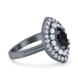 Marquise Vintage Halo Wedding Ring Simulated Cubic Zirconia 925 Sterling Silver