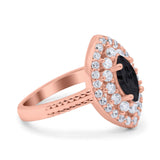 Marquise Vintage Halo Wedding Ring Simulated Cubic Zirconia 925 Sterling Silver