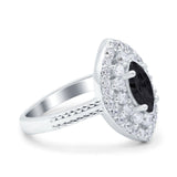Marquise Vintage Halo Wedding Ring Simulated Cubic Zirconia 925 Sterling Silver