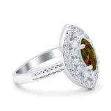 Marquise Vintage Halo Wedding Ring Simulated Cubic Zirconia 925 Sterling Silver