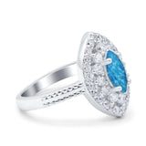 Marquise Vintage Halo Wedding Ring Simulated Cubic Zirconia 925 Sterling Silver