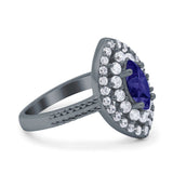 Marquise Vintage Halo Wedding Ring Simulated Cubic Zirconia 925 Sterling Silver