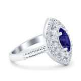 Marquise Vintage Halo Wedding Ring Simulated Cubic Zirconia 925 Sterling Silver