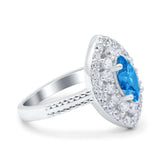 Marquise Vintage Halo Wedding Ring Simulated Cubic Zirconia 925 Sterling Silver